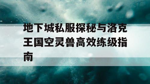 地下城私服探秘与洛克王国空灵兽高效练级指南