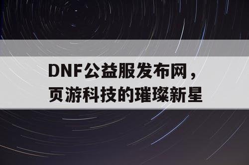 DNF公益服发布网，页游科技的璀璨新星