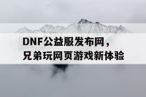 DNF公益服发布网，兄弟玩网页游戏新体验